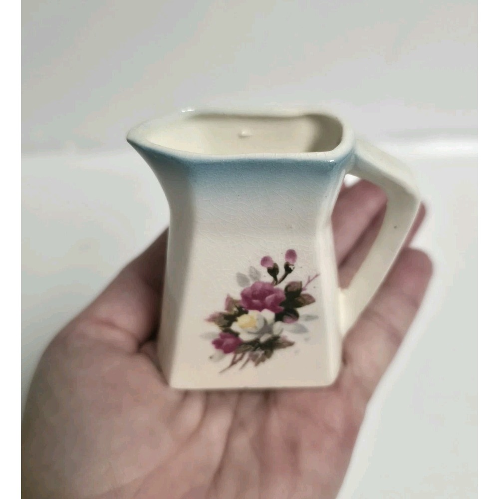 Vintage Porcelain Miniature Creamer Pitcher Hand Painted Flowers Made In Japan